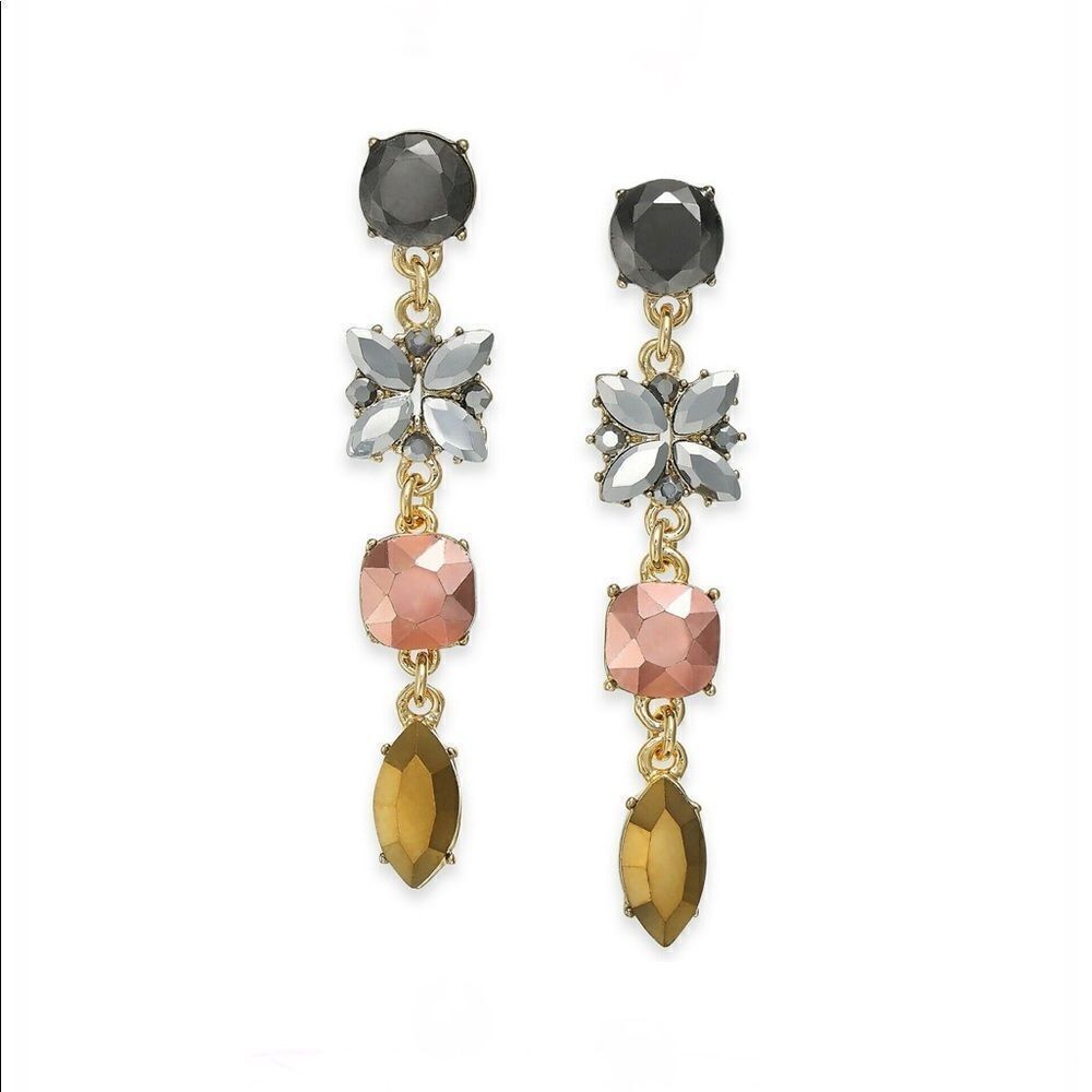 INC Gold-Tone Multi-Crystal Linear Drop Earrings - Picture 6 of 6